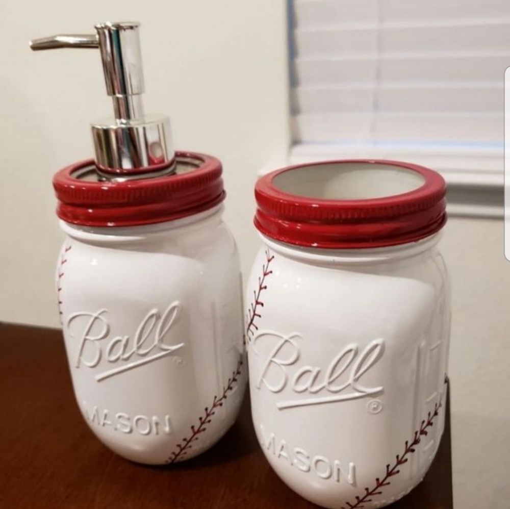 New baseball mason jar decor set